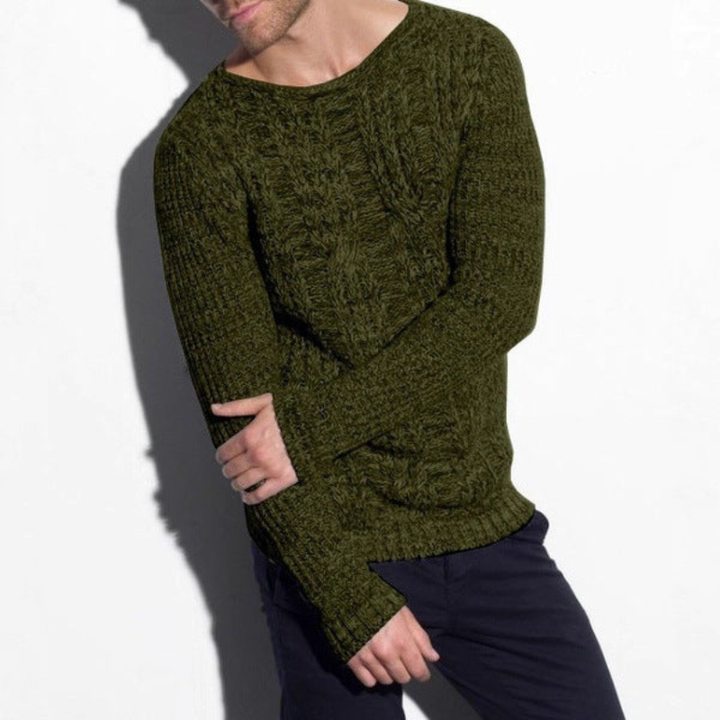 Strickpullover Herren | Grobstrick Zopfmuster | Warmer Pullover