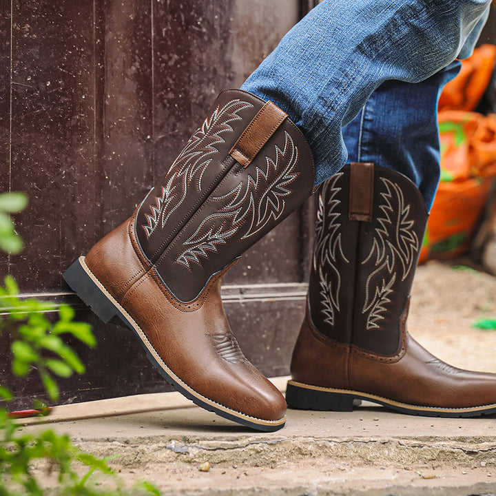 Klassische Herren Schuhe | Cowboy Boots Herren | Bestickte Winterschuhe