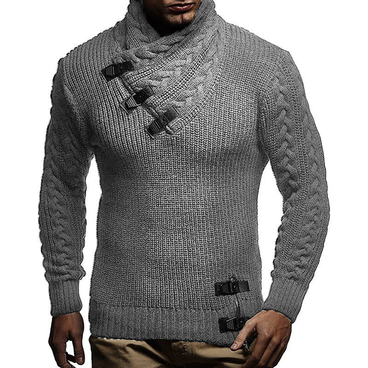 Strickpullover Herren | Grobstrick Stehkragen | Modischer Pullover