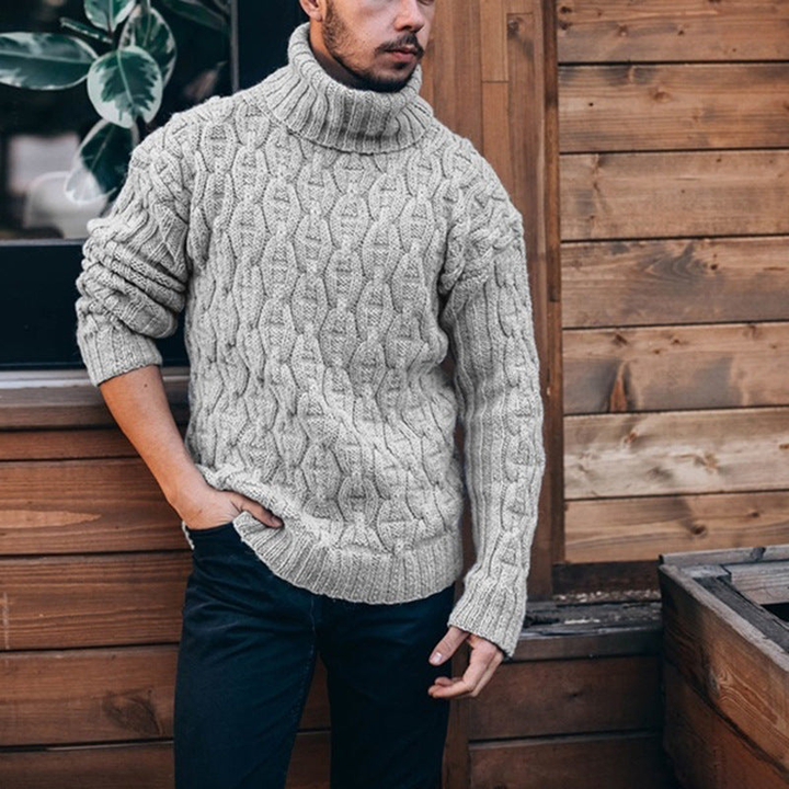 Strickpullover Herren | Hoher Kragen | Grobstrick Pullover