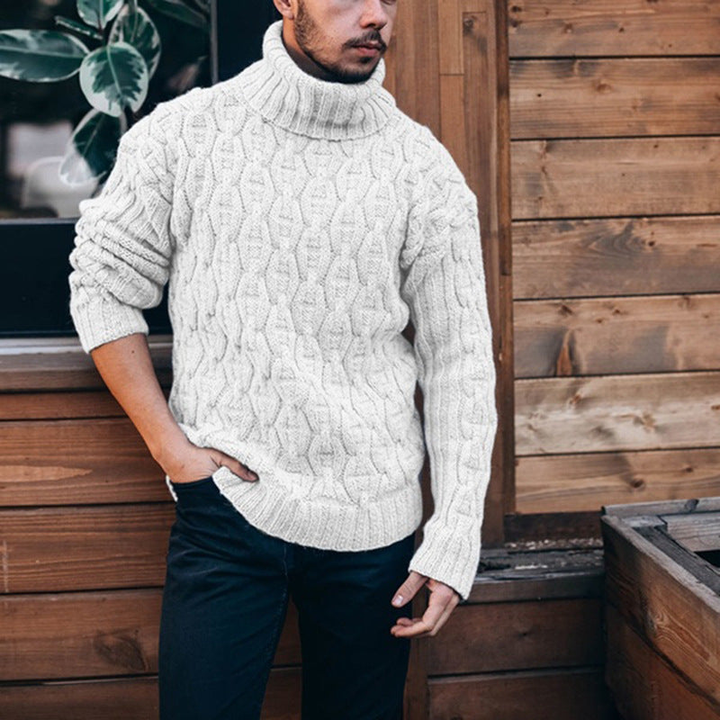 Strickpullover Herren | Hoher Kragen | Grobstrick Pullover