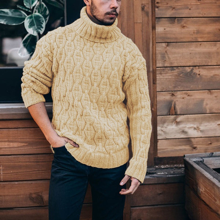 Strickpullover Herren | Hoher Kragen | Grobstrick Pullover