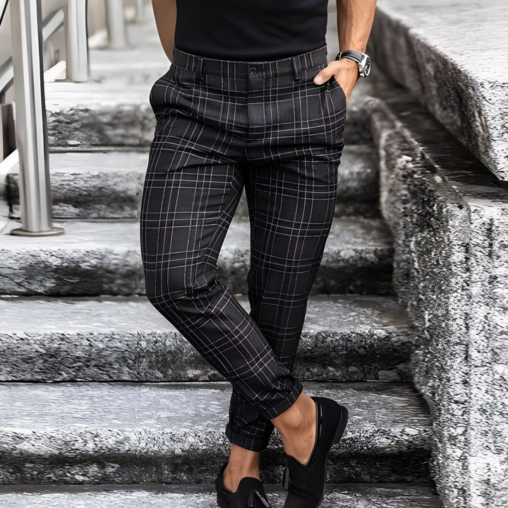 Herren Hose | Slim Fit | Kariert mit Stretch