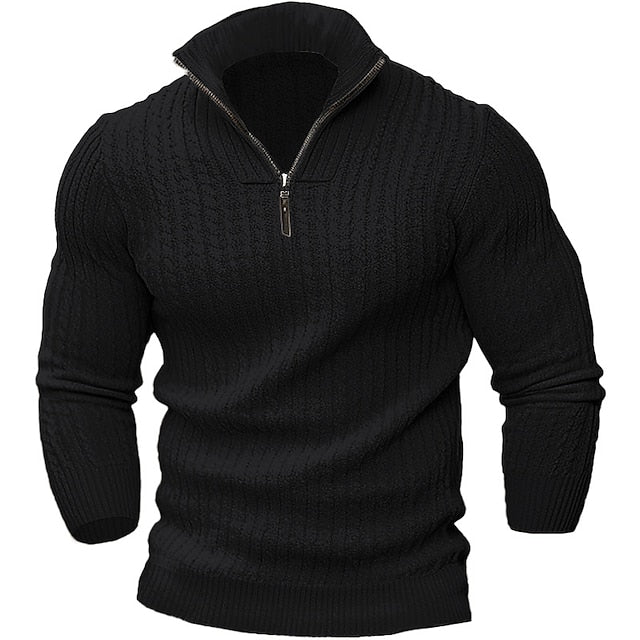 Herren Strickshirt | Half-Zip Kragen | Warmes Twisted Knit | Herbst & Winter | Polyester