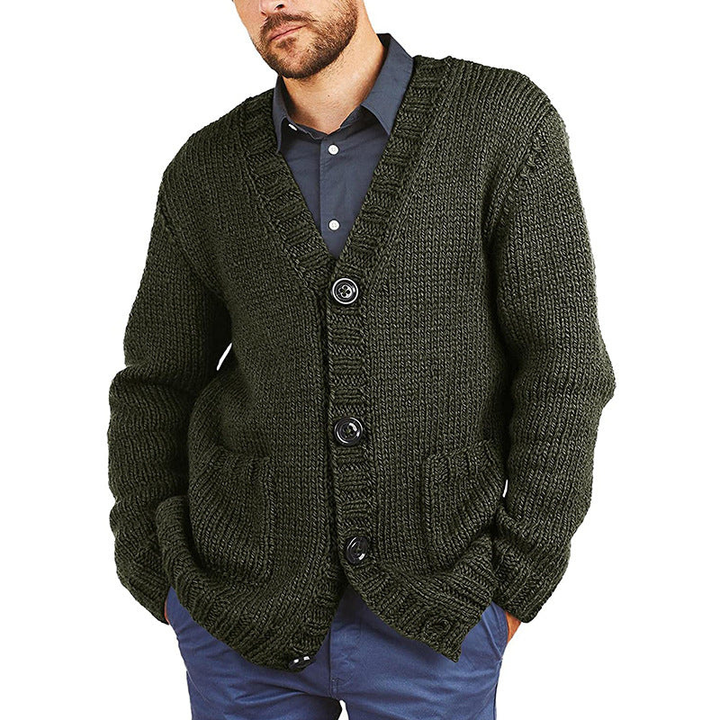 Cardigan Herren | Pullover mit V-Ausschnitt | Grobstrick Design