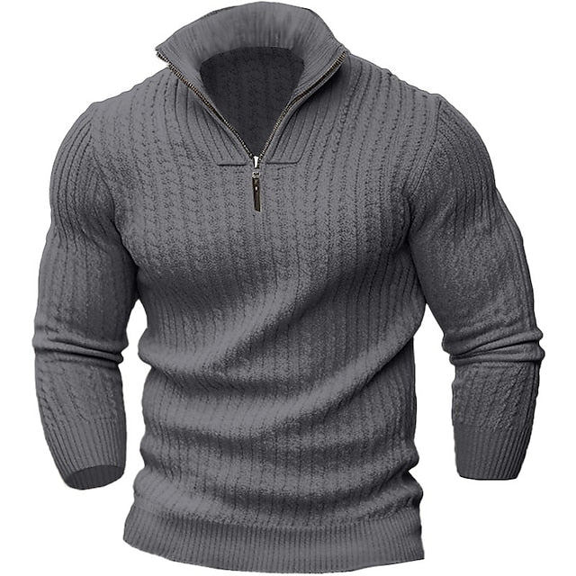 Herren Strickshirt | Half-Zip Kragen | Warmes Twisted Knit | Herbst & Winter | Polyester