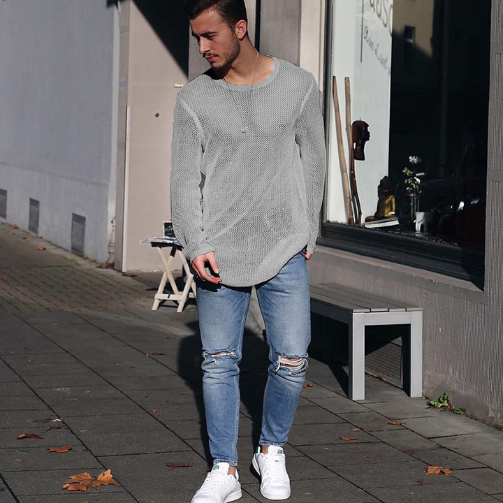 Strickpullover Herren | Langes Design | Lässiger Pullover Stil