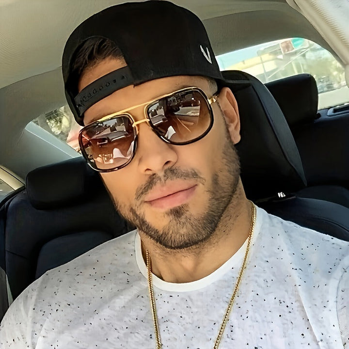 Herren sonnenbrille | Doppelter Steg & goldene Akzente | Klassisch & stilvoll