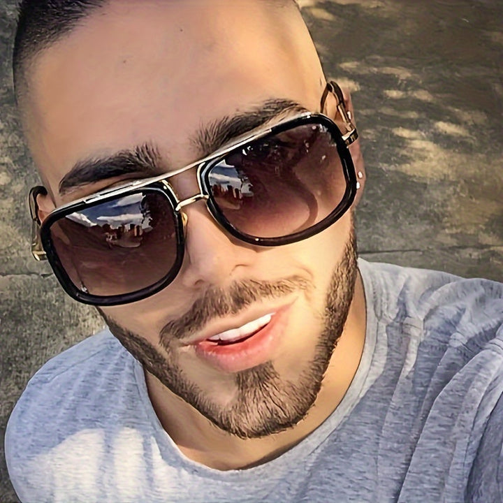 Herren sonnenbrille | Doppelter Steg & goldene Akzente | Klassisch & stilvoll