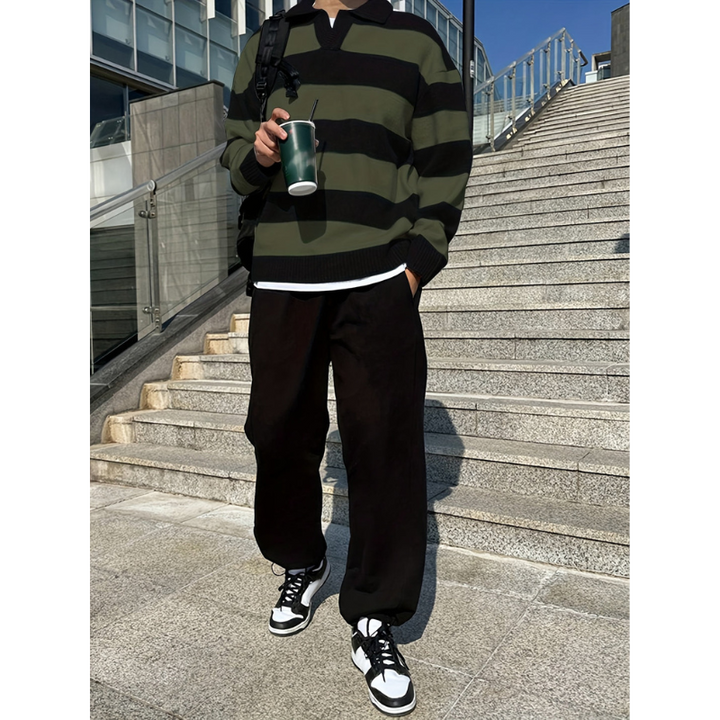 Sweatshirt Herren | Pullover Kontrast Design | Lockerer Freizeit Look