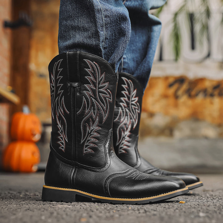 Klassische Herren Schuhe | Cowboy Boots Herren | Bestickte Winterschuhe