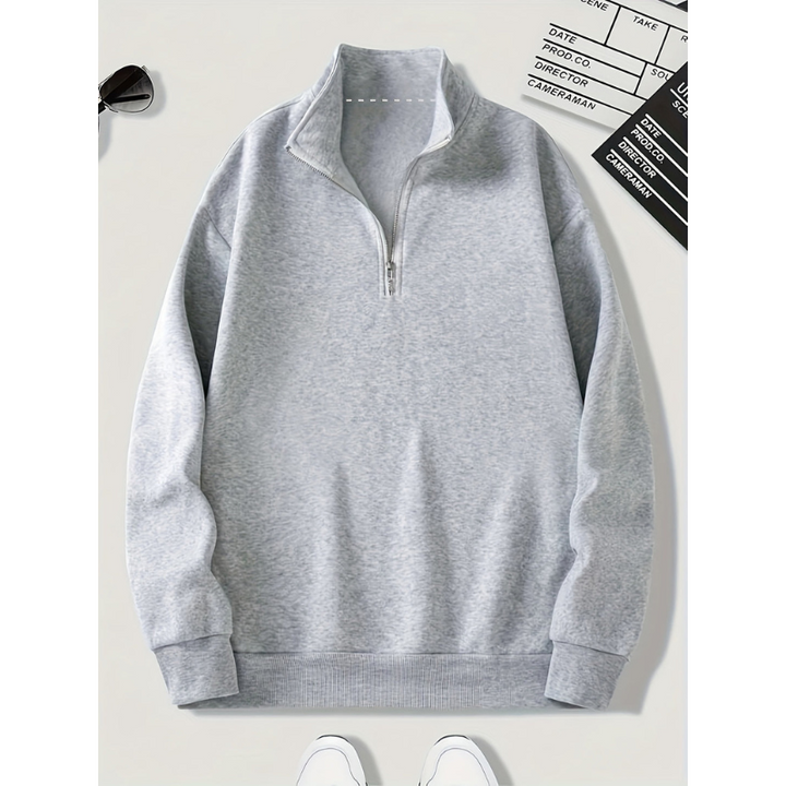 Herren Pullover | Sportlicher Zip Style | Stehkragen und Lockere Passform