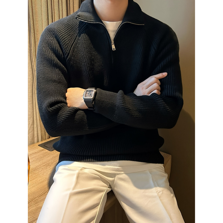 Herren Pullover | Zipper Kragen Strickpullover