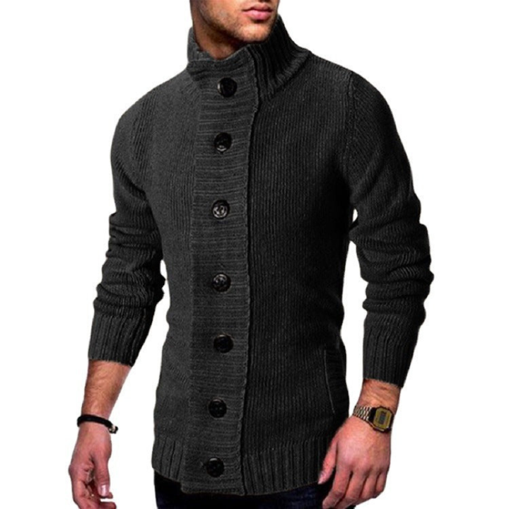 Herren Cardigan | Hoher Kragen Stil | Elegante Strick kleider