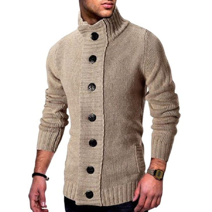 Herren Cardigan | Hoher Kragen Stil | Elegante Strick kleider