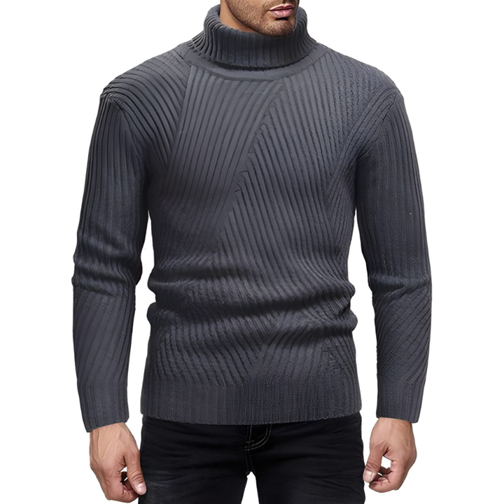 Herren Pulli | Gerippte Rollkragen Trui | Modischer Pullover