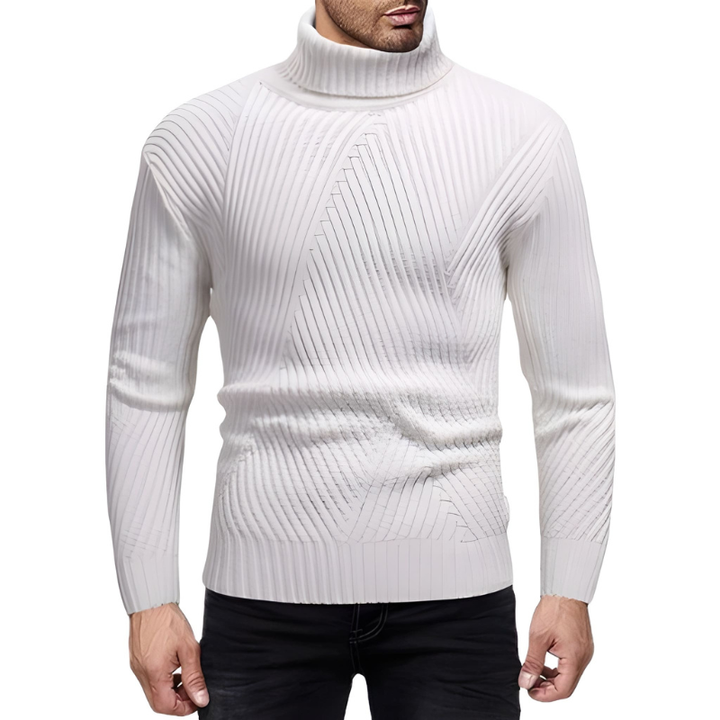 Herren Pulli | Gerippte Rollkragen Trui | Modischer Pullover