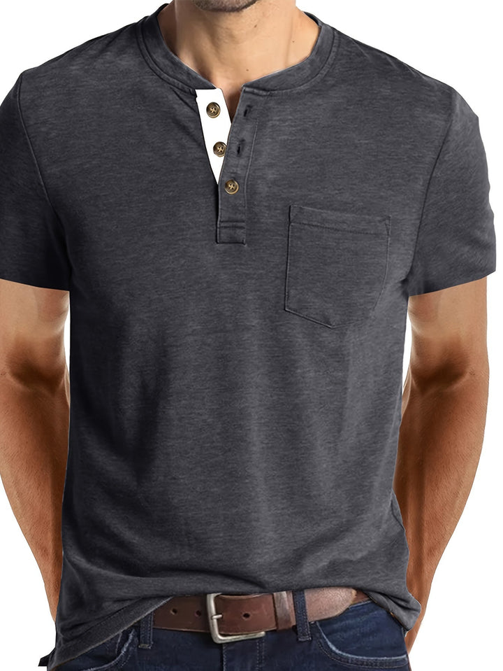 Herren T-Shirt | Slim Fit | Knopfleiste | Sommer