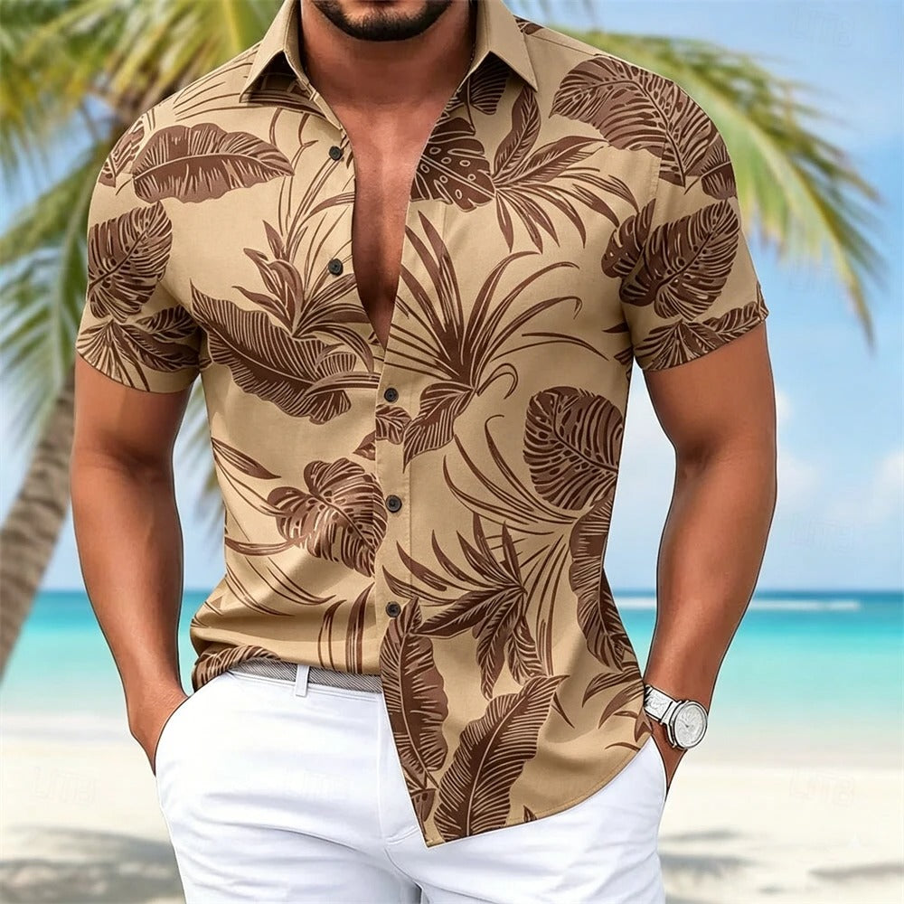 Herren Shirt | Blättermuster | Resort-Look | Sommer