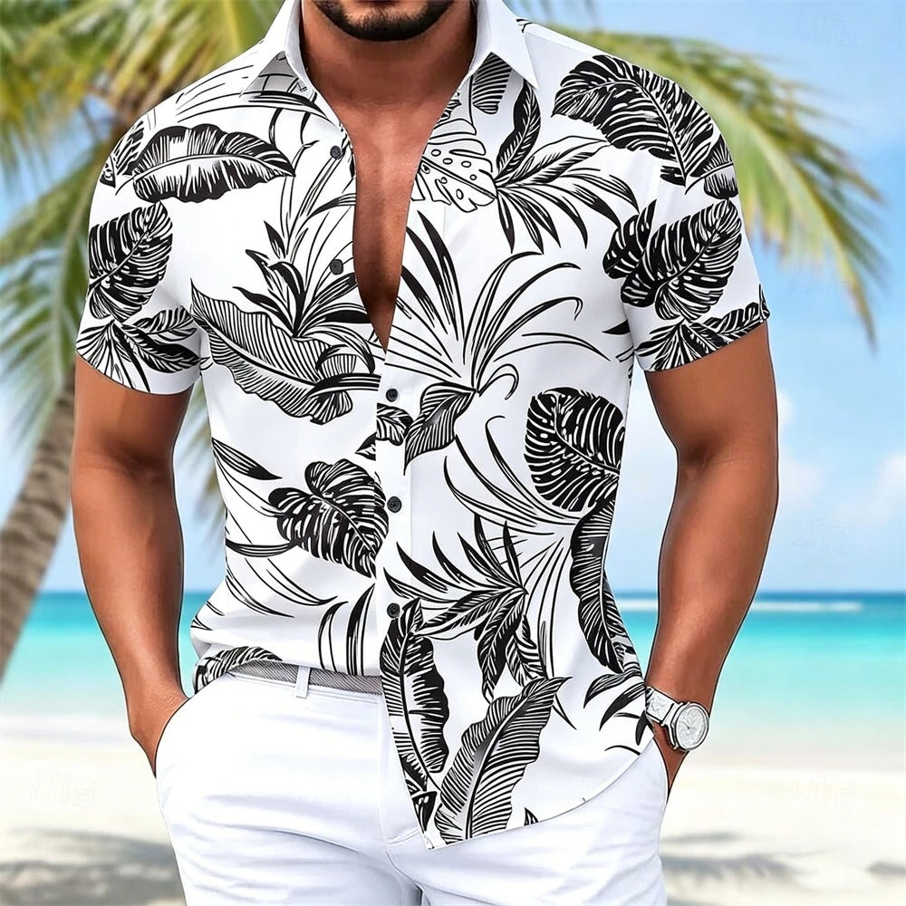 Herren Shirt | Blättermuster | Resort-Look | Sommer