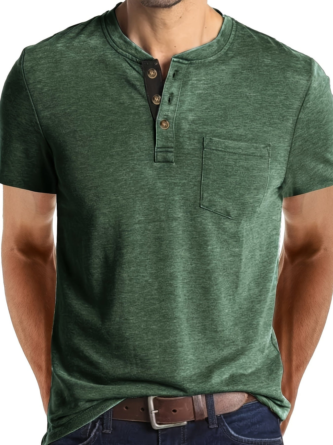 Herren T-Shirt | Slim Fit | Knopfleiste | Sommer