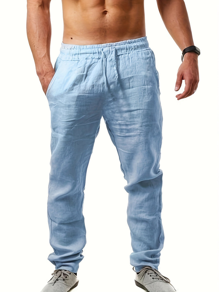 Herren Leinenhose | Lockerer Schnitt | Elastischer Bund | Sommer