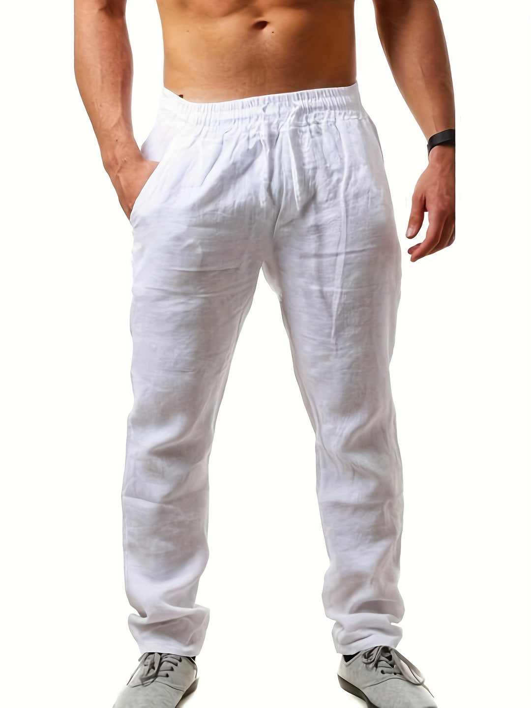 Herren Leinenhose | Lockerer Schnitt | Elastischer Bund | Sommer
