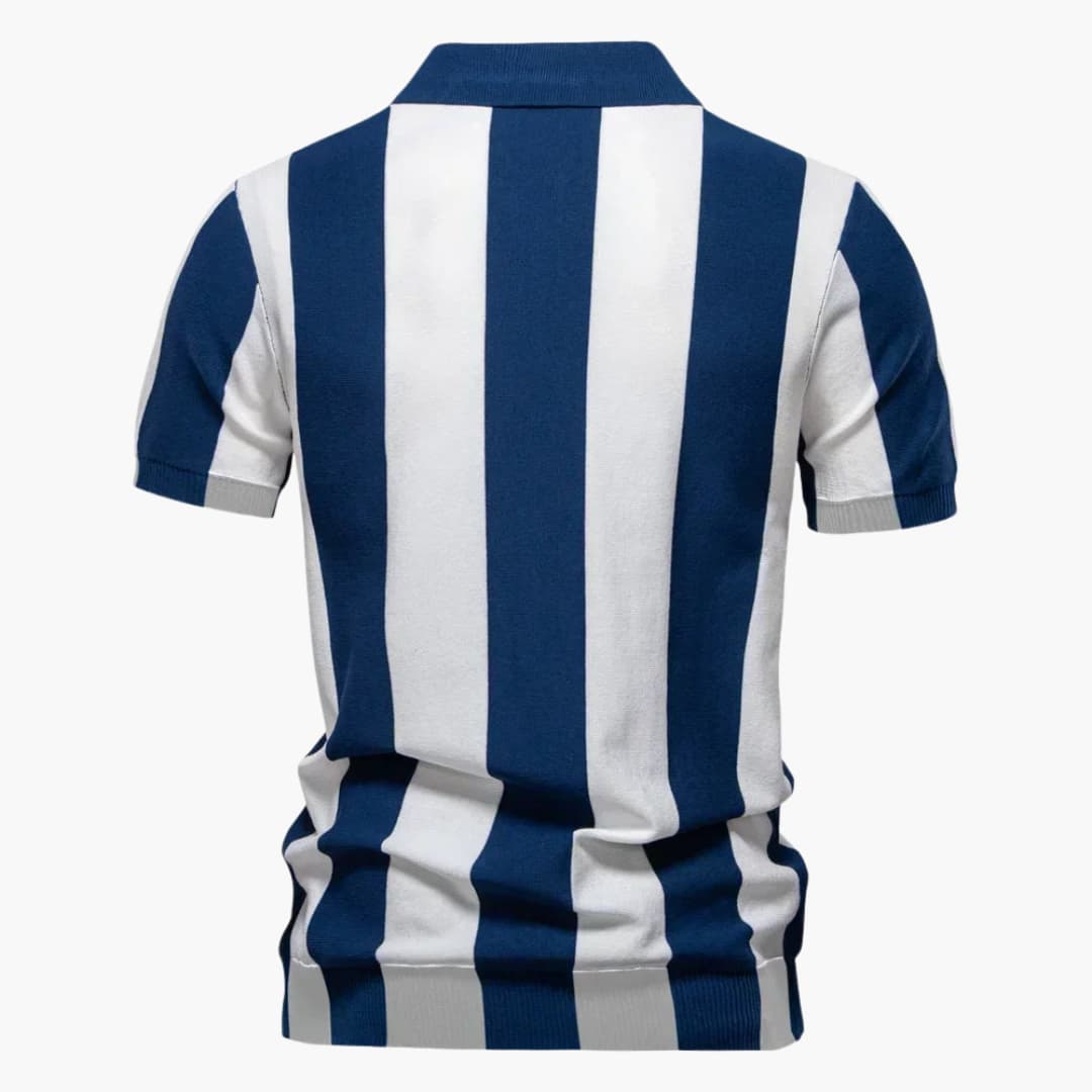 Herren Poloshirt | Gestreiftes Design | Reißverschluss | Sommer