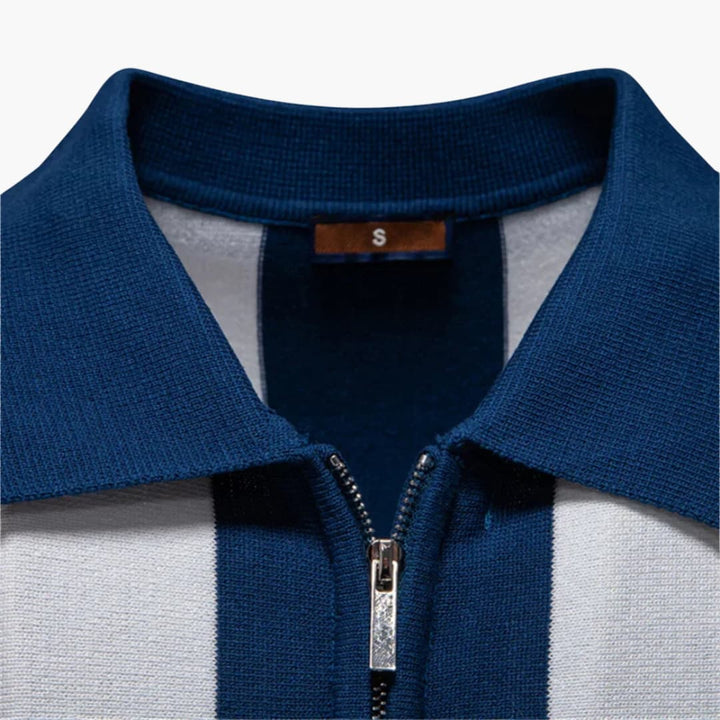 Herren Poloshirt | Gestreiftes Design | Reißverschluss | Sommer