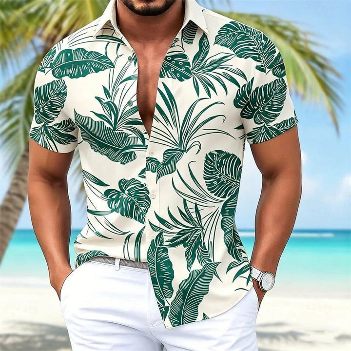Herren Shirt | Blättermuster | Resort-Look | Sommer