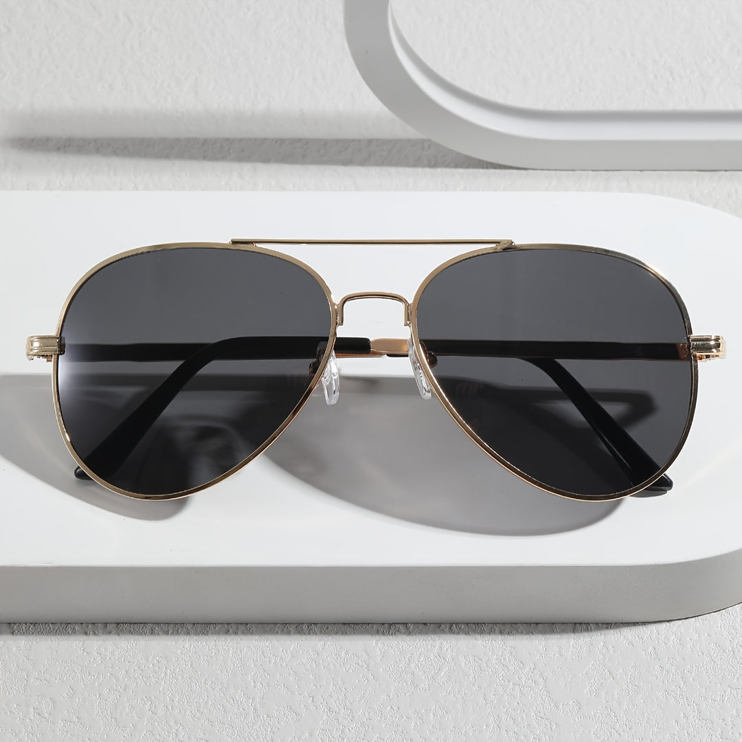 Sonnenbrille | Pilotenstil mit Vollrand | Kratzfeste PC-Gläser | Kupferlegierung