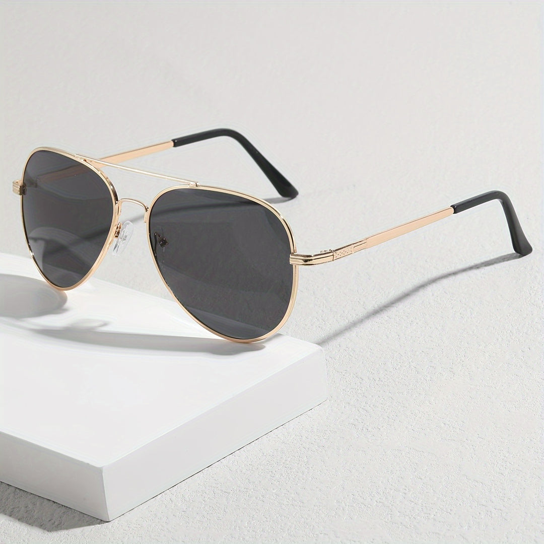Sonnenbrille | Pilotenstil mit Vollrand | Kratzfeste PC-Gläser | Kupferlegierung