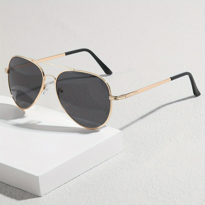 Sonnenbrille | Pilotenstil mit Vollrand | Kratzfeste PC-Gläser | Kupferlegierung