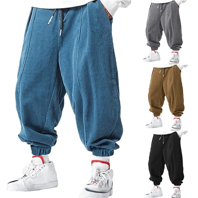 Cordhosen Herren | Weite Jogginghose | Trendige Harem Pants