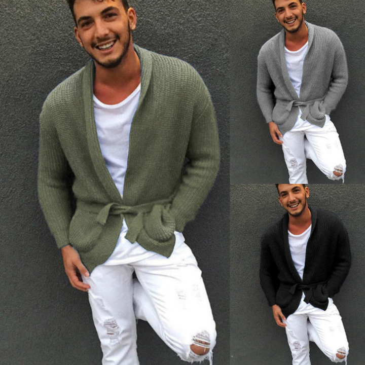 Herren Cardigan | Strickjacke mit Gürtel | Modische Kleider