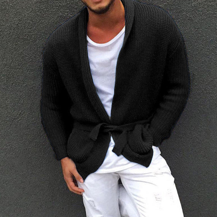 Herren Cardigan | Strickjacke mit Gürtel | Modische Kleider