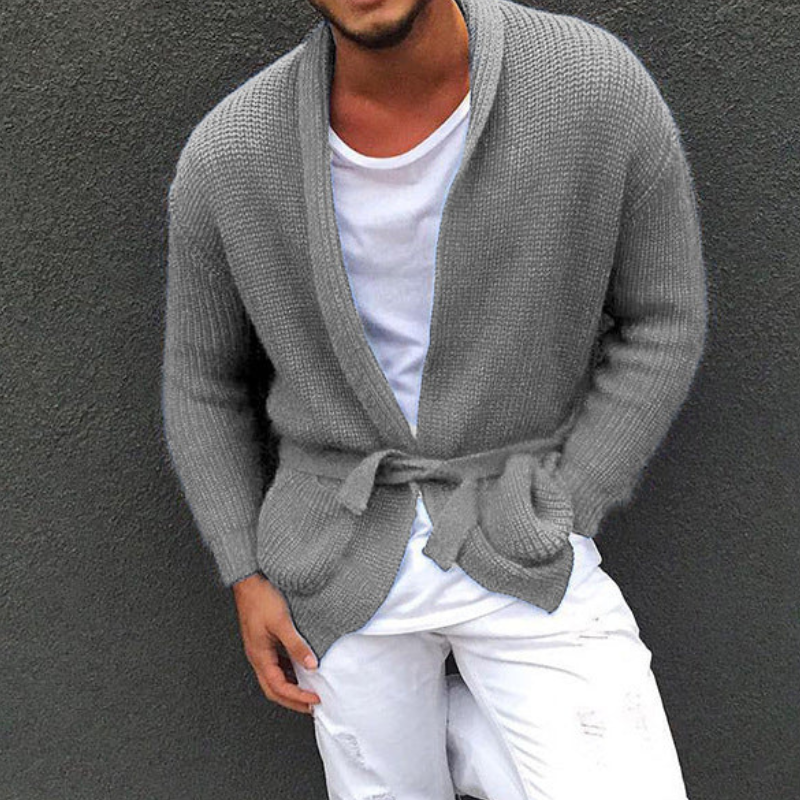 Herren Cardigan | Strickjacke mit Gürtel | Modische Kleider