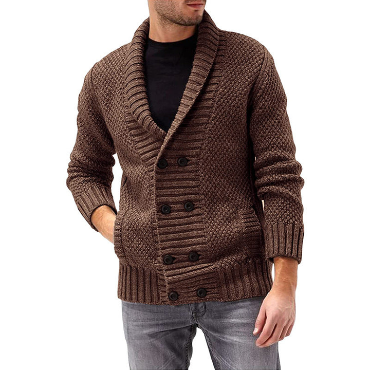 Herren Cardigan | Doppelknopf Strickjacke | Klassische Winter kleider
