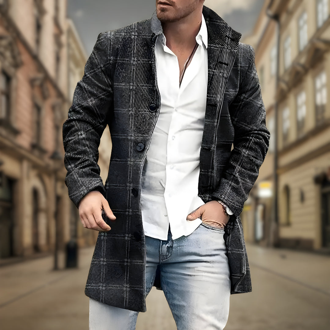 Winterjacke Herren | Daunenjacke Warm | Kariertes Lang Design