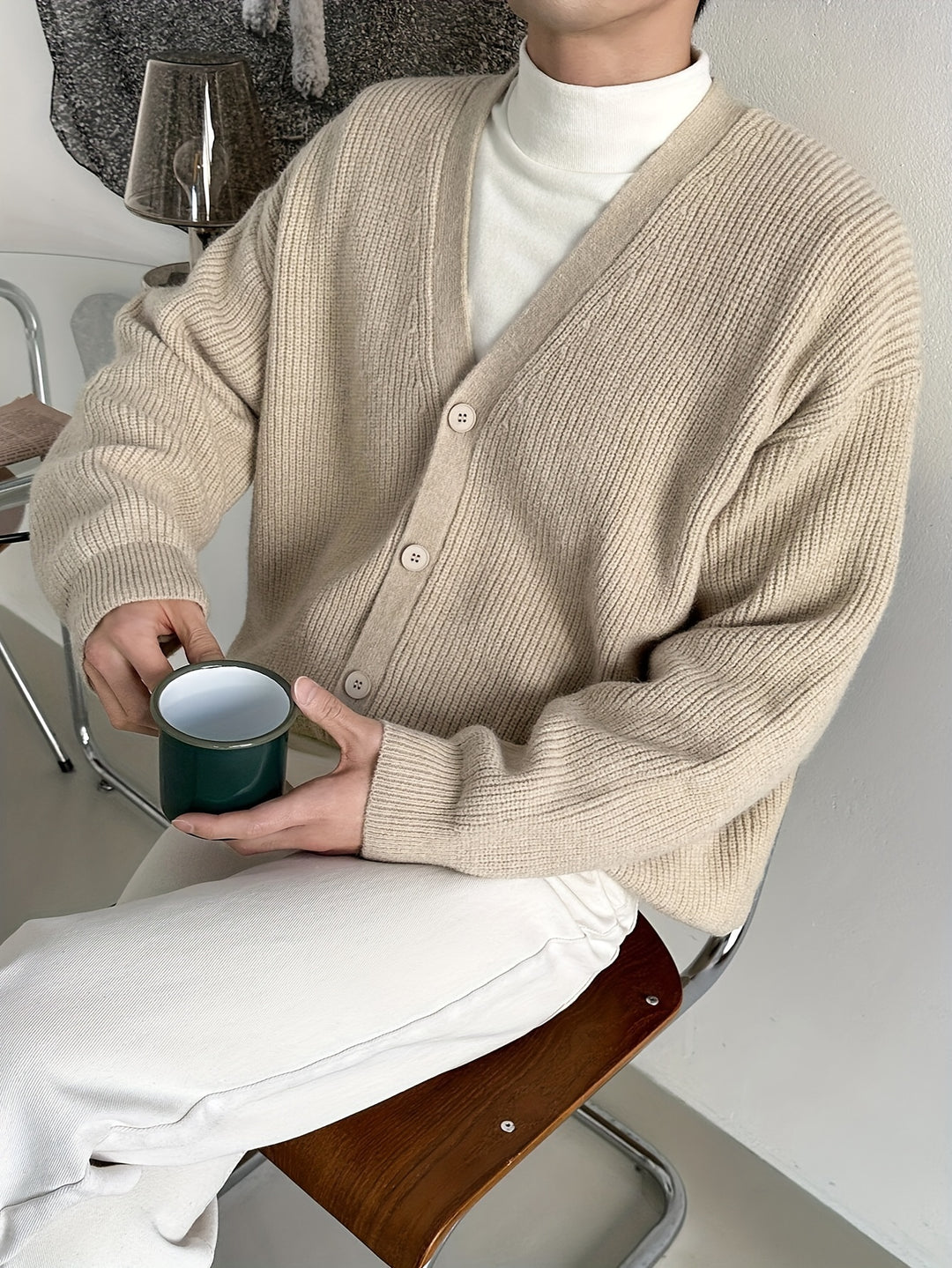Herren Cardigan | Oversized Elegant | Mit Knöpfen | Frühling