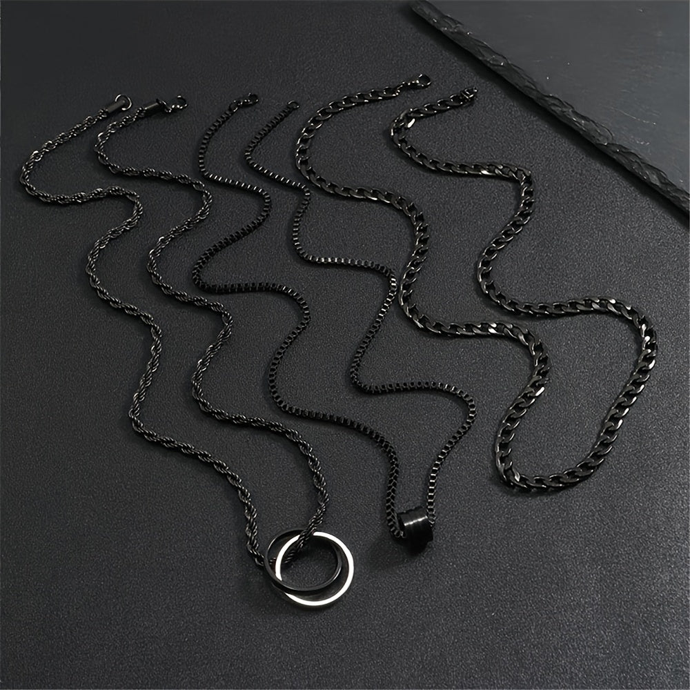 Herren Halskette | Retro Elegant | Mehrlagig | Ringanhänger
