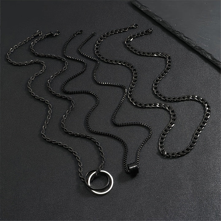 Herren Halskette | Retro Elegant | Mehrlagig | Ringanhänger