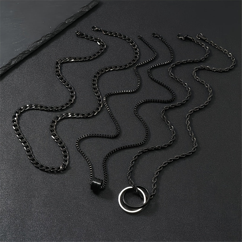 Herren Halskette | Retro Elegant | Mehrlagig | Ringanhänger