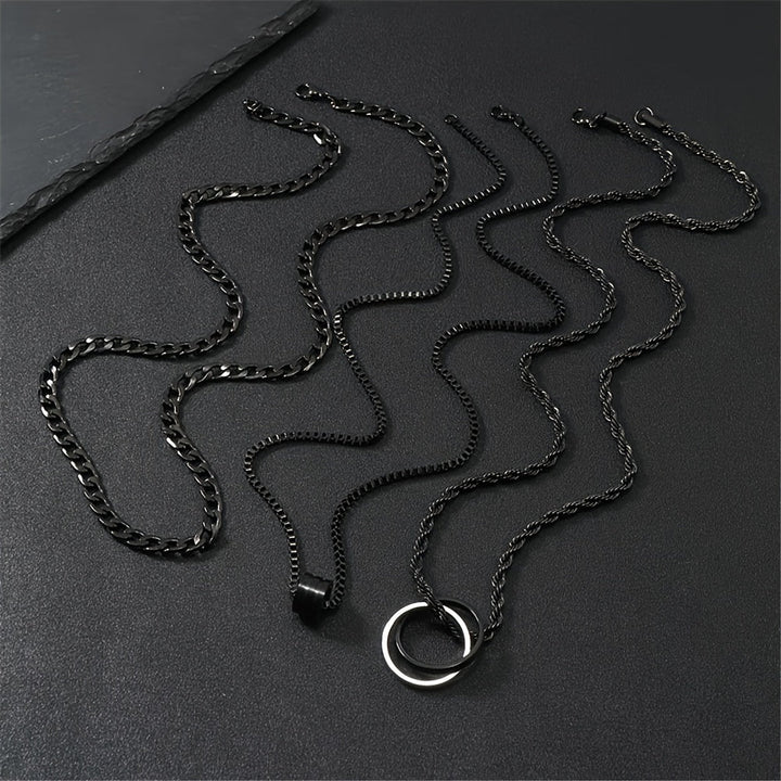 Herren Halskette | Retro Elegant | Mehrlagig | Ringanhänger