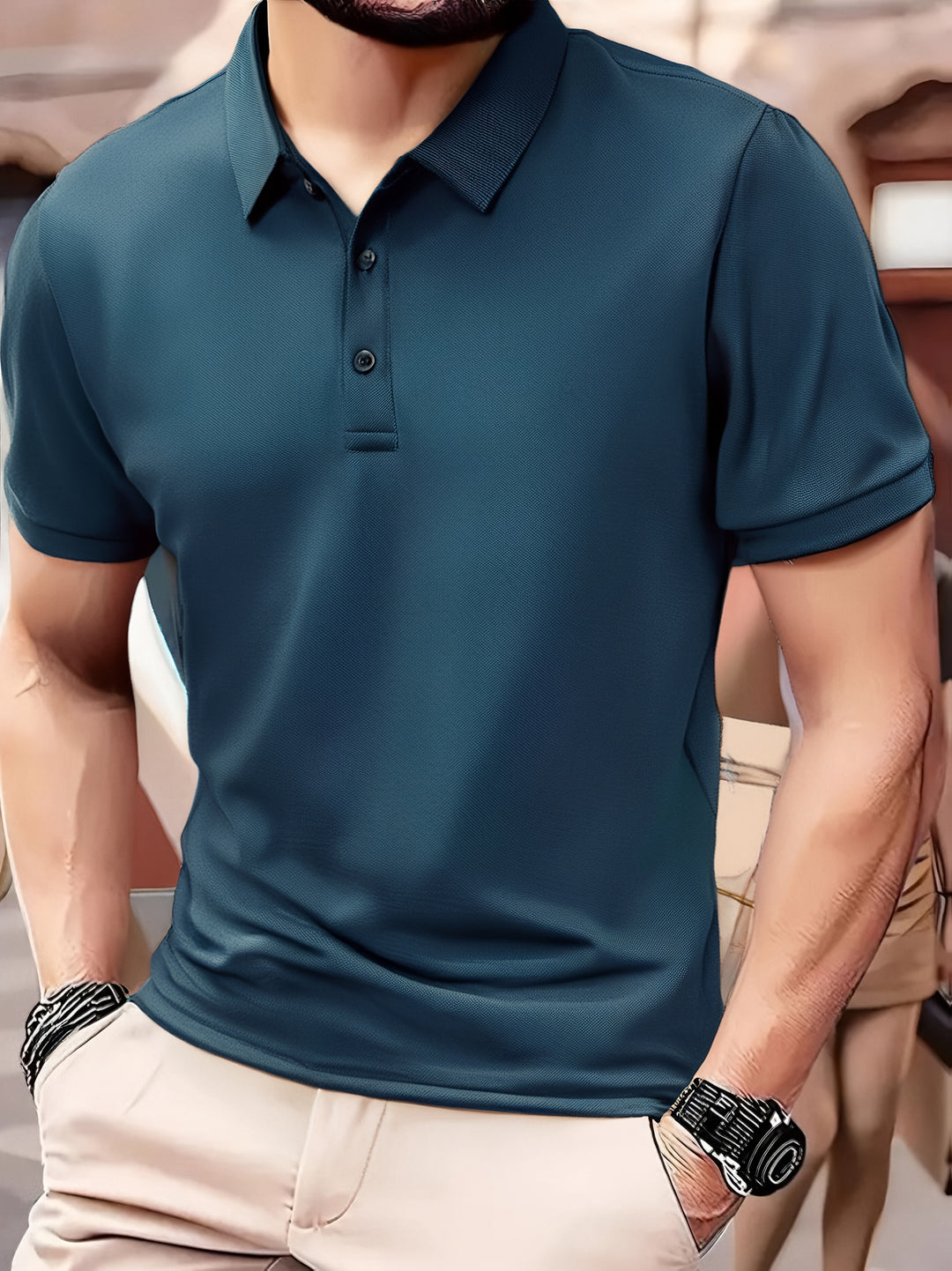 Herren Poloshirt | Slimfit Elegant | Kurzarm | Knopfleiste