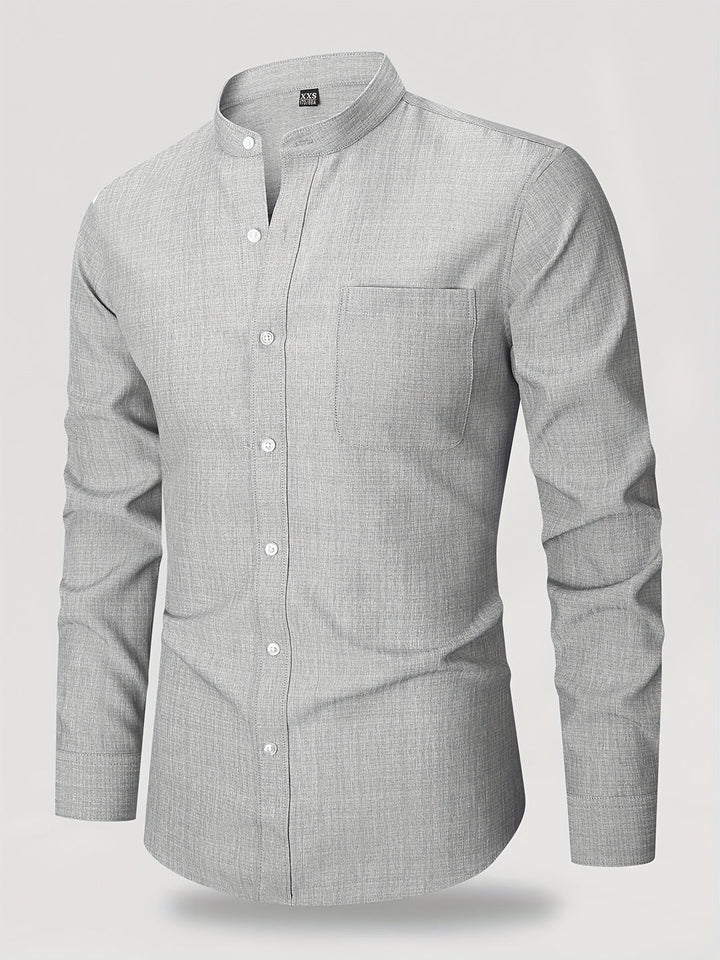 Herren Hemd | Stehkragen | Minimalistisch | Freizeit