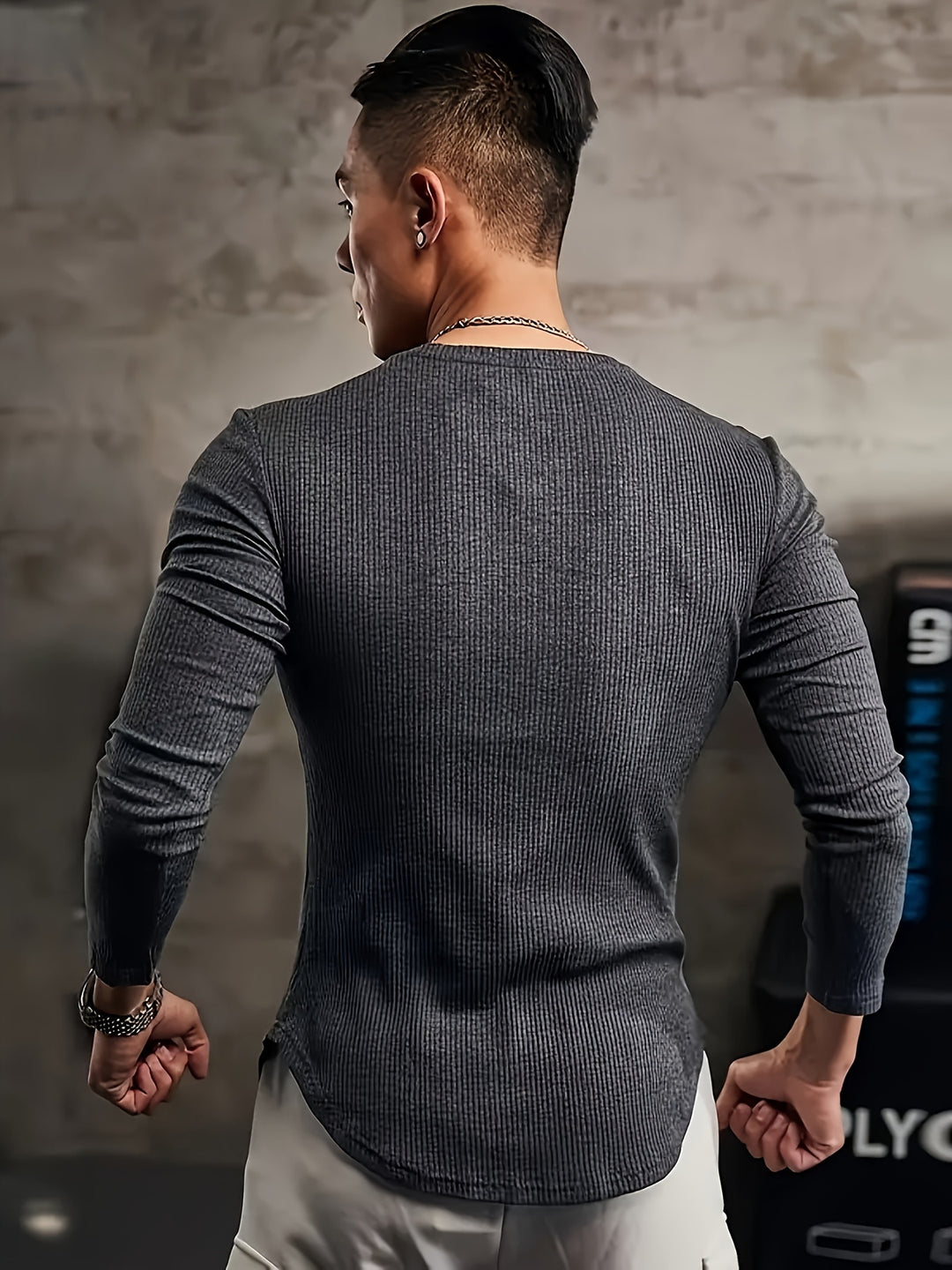Herren Langarmshirt | Slim Fit | Gerippt | Freizeit