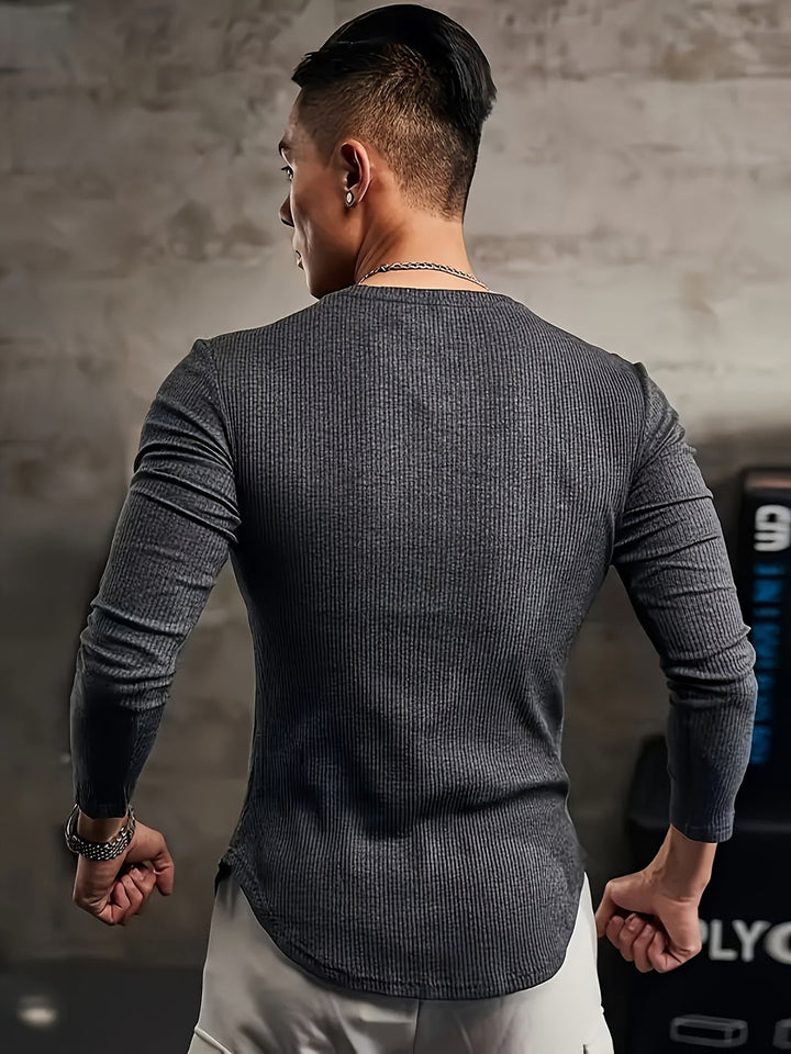 Herren Langarmshirt | Slim Fit | Gerippt | Freizeit