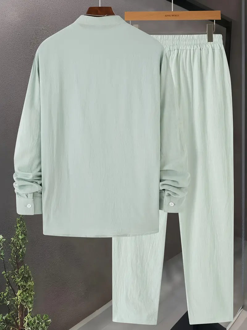 Herren Set | Elegant | Lange Ärmel Stehkragen | Sommer
