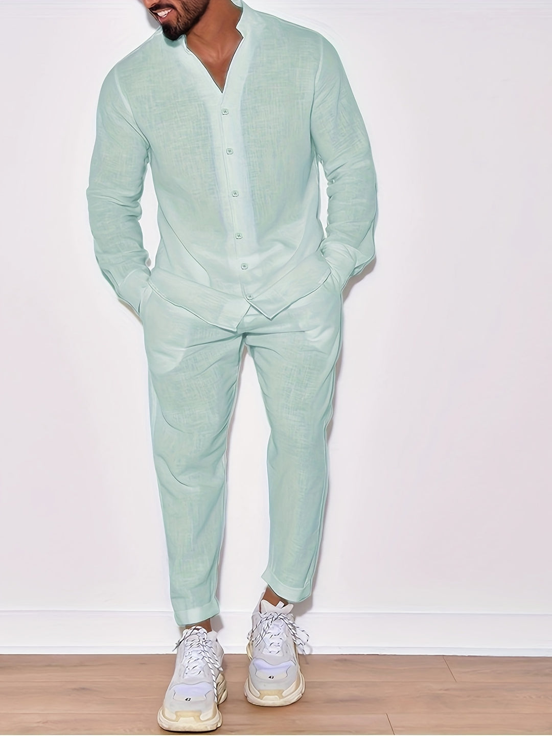 Herren Set | Elegant | Lange Ärmel Stehkragen | Sommer